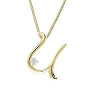 Love Letters 9ct Yellow Gold 0.10ct Diamond Initial U Necklace