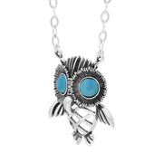 Sterling Silver Turquoise Owl Necklace