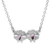 9ct White Gold Blue John Two Sheep Necklace, N1142.