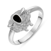18ct White Gold Whitby Jet Sheep Ring, R1245.