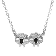 18ct White Gold Whitby Jet Two Sheep Necklace, N1142.