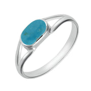 00007216 C W Sellors Sterling Silver Turquoise Oval Split Shank Ring, R025