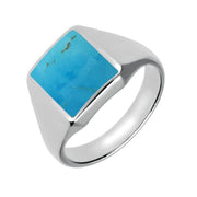 00009869 Sterling Silver Turquoise Oblong Signet Ring. R181