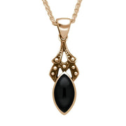 00029763 9ct Rose Gold Whitby Jet Marquise Drop Necklace P089