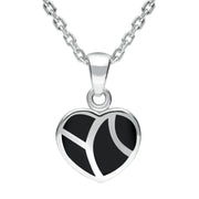 00046298 C W Sellors Sterling Silver Whitby Jet Inlaid Heart Necklace. P938