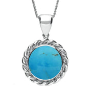 00048935 C W Sellors Sterling Silver Turquoise Round Rope Twist Necklace, P249