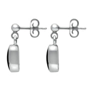 00074203 C W Sellors Silver And Whitby Jet Small Long Oval Drop Earrings, E287.