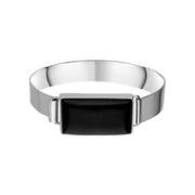 00090966 Sterling Silver Whitby Jet Unique Rectangle Top Bangle, BUNQ0000631