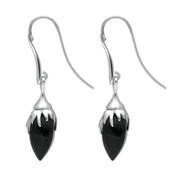 00109560 C W Sellors Silver Whitby Jet Plant Bud Style Drops E1807