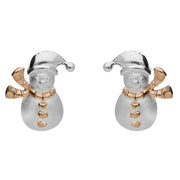 00141583 Sterling Silver Rose Gold Snowman Stud Earrings, E2230.