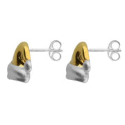 Sterling Silver Yellow Gold Santa Hat Stud Earrings, E2232.