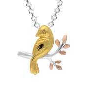 Sterling Silver Yellow Rose Gold Bird Two Piece Set, S143.