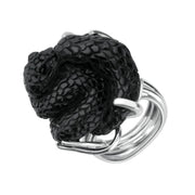 00153778 C W Sellors Sterling Silver Whitby Jet Unique Twisted Snake Ring, RUNQ0001387