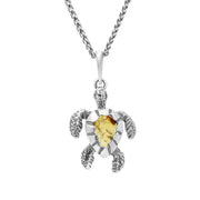 00166548 C W Sellors Sterling Silver Amber Tiny Turtle Necklace, P3334.