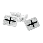 Sterling Silver Whitby Jet Union Jack Two Piece Set P2706 and CL543