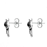 00167677 C W Sellors Sterling Silver Whitby Jet Dragonfly Stud Earrings, E2432.
