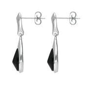 00167686 C W Sellors Sterling Silver Whitby Jet Curved Pear Drop Earrings, E2434.