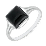 Sterling Silver Whitby Jet Square Ring R1208