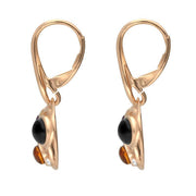 Rose Gold Vermeil Whitby Jet Amethyst Amber Three Stone Open Circle Two Piece Set. earrings side