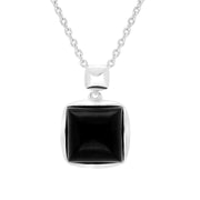 00178890 Sterling Silver Whitby Jet Square Necklace, P3513.
