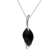 00178891 Sterling Silver Whitby Jet Marquise Wave Top Necklace P3510
