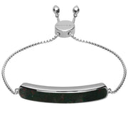 00181216 Sterling Silver Bloodstone Lineaire Long Bracelet, B1071.