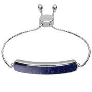 00181249 Sterling Silver Sodalite Lineaire Long Bracelet, B1071.