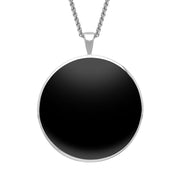 18ct White Gold Whitby Jet Round Classic Large Necklace, P1800.