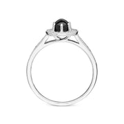 18ct White Gold Whitby Jet 0.23ct Diamond Round Cluster Ring R1139