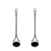 18ct White Gold Whitby Jet and Diamond Long Drop Earrings, E641