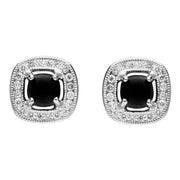 18ct White Gold Whitby Jet and Diamond Stud Earrings E2254