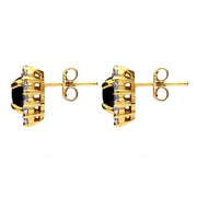 18ct Yellow Gold Whitby Jet 0.23ct Diamond Oval Earrings E1330