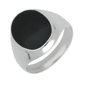 9ct White Gold Whitby Jet Large Oval Signet Ring R190