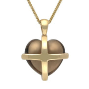9ct Yellow Gold Quartz Small Cross Heart Necklace, P1544