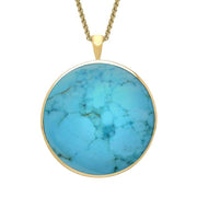 9ct Yellow Gold Turquoise Round Classic Large Necklace, P1800.