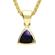 9ct Yellow Gold Blue John Curved Triangle Small Necklace. P326.