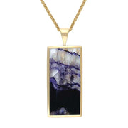 9ct Yellow Gold Blue John Large Oblong Necklace P078