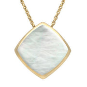 9ct Yellow Gold Mother of Pearl Cushion Necklace. P1474.