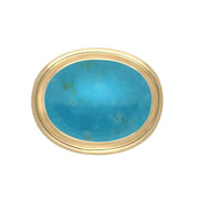 9ct Yellow Gold Turquoise Classic Framed Oval Brooch M176