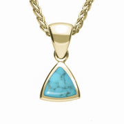9ct Yellow Gold Turquoise Curved Triangle Small Necklace. P326.