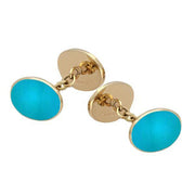 9ct Yellow Gold Turquoise Four Stone Chain Cufflinks, CL006.