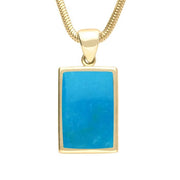 9ct Yellow Gold Turquoise Oblong Necklace. P083.