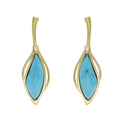 9ct Yellow Gold Turquoise Open Marquise Two Piece Set S231