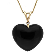 9ct Yellow Gold Whitby Jet Carved Heart Split Bail Necklace, PUNQ0002181.