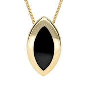 9ct Yellow Gold Whitby Jet Framed Marquise Necklace P861