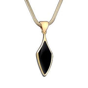 9ct Yellow Gold Whitby Jet Kite Shaped Necklace P222