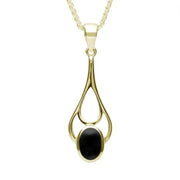 9ct Yellow Gold Whitby Jet Oval Spoon Two Piece Set S049