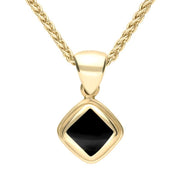 9ct Yellow Gold Whitby Jet Plain Edge Square Necklace. P324