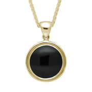 9ct Yellow Gold Whitby Jet Round Ribbed Necklace P292