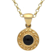 9ct Yellow Gold Whitby Jet Round Rope Edge Necklace P325